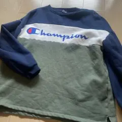 美品★Champion ロゴ スウェット M ネイビー/オリーブ