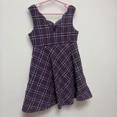 エニファム　120 ジャンバースカート　ワンピース　紫　チェック