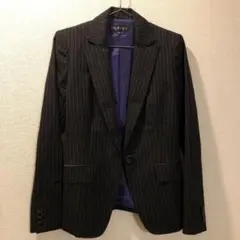 INDIVI  ＊  ストライプ　ウールジャケット  黒　38