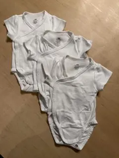 【3枚セット】H&M ベビー肌着 半袖ロンパース 前開き 60cm 2-4M