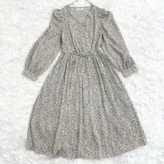 Hudson honey ロングワンピース M ギャザー 総柄 大人可愛い