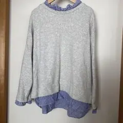 レイヤード風デザイン グレー トレーナー