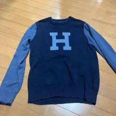 TOMMY HILFIGER Hロゴ ニット M ネイビー/グレー　春服
