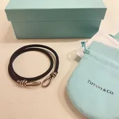 ティファニー ブラックレザーブレスレット