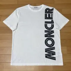 美品〕モンクレール 文字ロゴ ラバーワッペン Lホワイト Tシャツ 5S425 