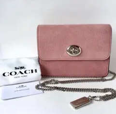 美品★コーチ ピンク チェーンショルダー バッグ
