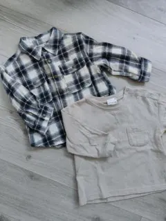 プティマイン チェック柄シャツ　ロンT　セット　まとめ売り