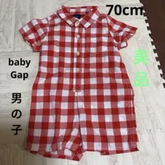 babyGap 赤のチェック柄ロンパース 6-12ヶ月