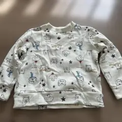 moujonjon 動物プリント　ホワイト　トレーナー110