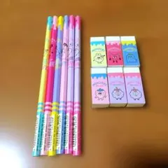ユニークなキャラクターの鉛筆・消しゴム ６セットのサムネイル