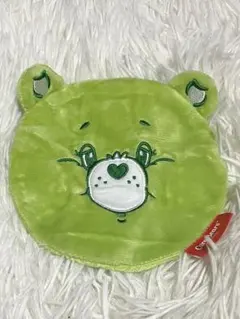 ケアベア　ガチャガチャ　ふわふわフェイスポーチ2 グリーン