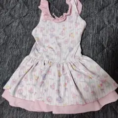 最終値下げ ピンク ワンピース水着 フレアスカート 110