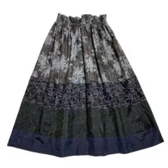 647 ⿻本場大島紬・大島紬リメイクロングスカート　着物リメイクスカート