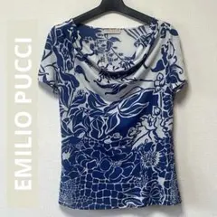 【美品】EMILIO PUCCI フローラルプリント ドレープTシャツ シルクのサムネイル