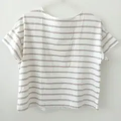 ボートネック ボーダーTシャツ 半袖 ベージュ ホワイトのサムネイル