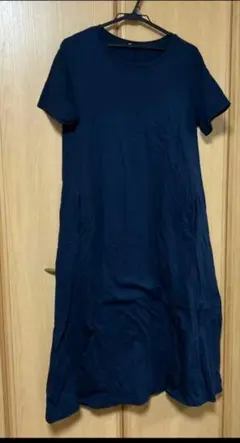 GUネイビー 半袖 カットソーロングワンピースLサイズ