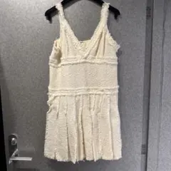 CHANEL ツイード ノースリーブ ワンピース アイボリー 42のサムネイル