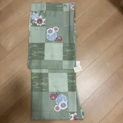 三勝 高級綿麻浴衣☆白地に緑の格子 赤と紫の菊柄 新品タグ付 - メルカリ