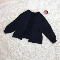 エヘカソポ　トレーナー　カーディガン風　リボン　ブラック　羽織り　ガーリー