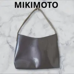 MIKIMOTOミキモトエナメル肩掛けハンドバッグ・シャンパンシルバー