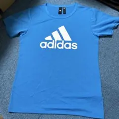 adidas Tシャツ ブルー カモフラロゴ　男女兼用　メッシュ　通気性　S