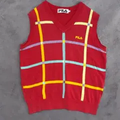 古着　レトロ　ヴィンテージ FILA フィラ　なニットベスト　Vネック　ベスト