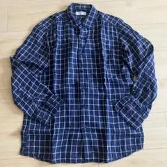 UNIQLO ユニクロ　リネン100% 麻　チェックシャツ ブラウス　L 美品