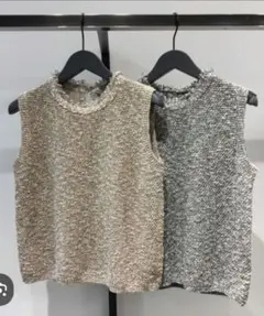 Theory luxe ラメ入りツイード調ノースリーブニット　38　極美品✨のサムネイル