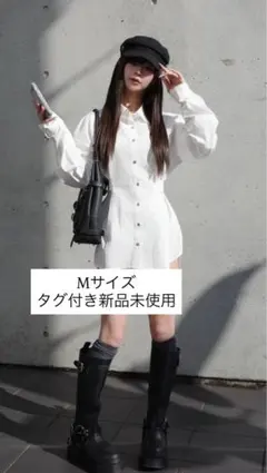 新品タグ付き ダーリッチ ウエストマークビッグシャツ ホワイト M