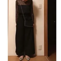 【ZARA】パンツドレス XSブラック レース オールインワン 結婚式パーティー