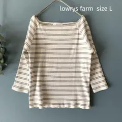 lowrys farm ボーダーカットソー 7分袖 春 スクエアネック