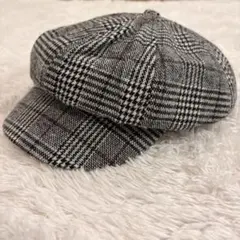 新品タグ付き グレンチェック キャスケット 帽子 Fサイズ ブラック グレー