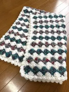 【大きめ】ハンドメイド・シェル模様ブランケット