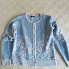 une autre 花柄刺繍 カーディガン 水色