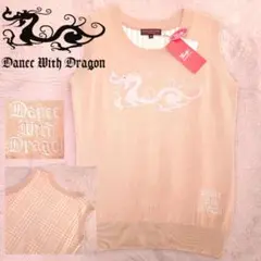 新品【ダンスウィズドラゴン】人気ビッグロゴ×チェック柄 ゴルフニットベストM