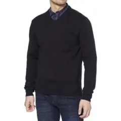 【新品】 セーター Vネック メンズ　ブラック　XS レイヤード　重ね着　冬服