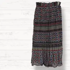 【オリーブデオリーブ】総柄ロングスカート M ウエストゴム カジュアル 2279