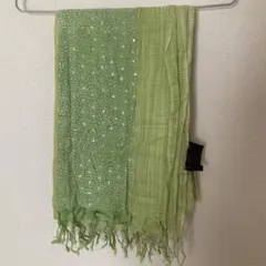 FRANGI ストール マフラー グリーン 綿100% 約96cm×152cm