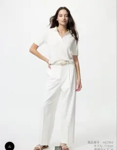 新品タグ付き UNIQLO タックワイドパンツ ホワイト ユニクロ