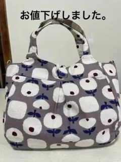 薄紫とホワイトの花柄グラニーバッグ