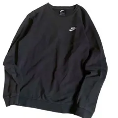 NIKE ナイキ スウォッシュロゴ刺繍 スウェット プルオーバー ブラックM
