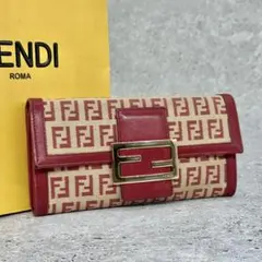 美品】FENDI ズッカ ズッキーノ 長財布 レッド - メルカリ