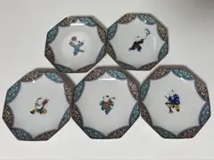 色絵 八角皿 有田焼 九谷焼 セトモノ 7枚 セット 和食器 染付