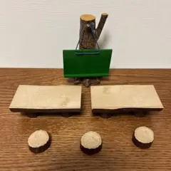 初期★ シルバニア　黒板　丸太テーブル　切り株のイス