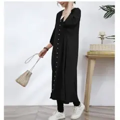 ワンピスター フロントボタンワンピース ブラック
