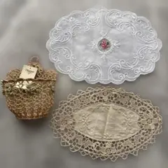 【未使用】近沢レース 小物入れ✨テーブルセンター ドイリー 薔薇 プチポワンのサムネイル