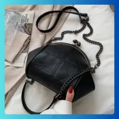 がま口ショルダーバッグ 黒　ブラック　結婚式　卒業式　入学式　パーティーお呼ばれ