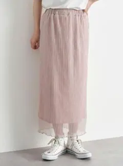 earth music&ecology ロングスカート プリーツ シアー ラメ