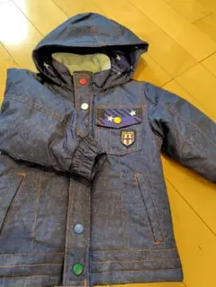 デニム調ダウンコート フード付き　スキーウェアー