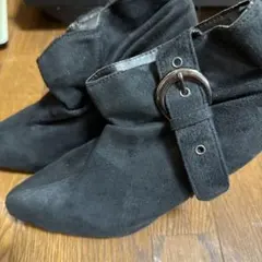 黒 スエード アンクルブーツ 36